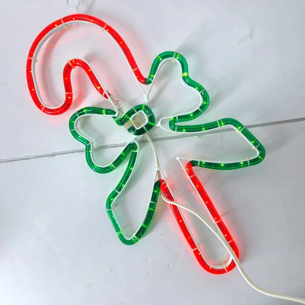 Sylvania Rope Light Silhouette Candy Canes Bow Christmas Decor 19x10 Vintage '02
